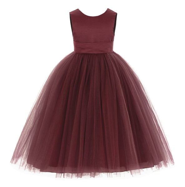 V-Back Satin Flower Girl Dress Elegant Pretty Princess Gown Ceremonial Dresses for Toddlers 219T(2)