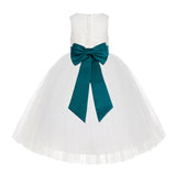 Ivory Floral Lace Flower Girl Dress Special Events Christening Pageant Gown Communion Recital LG7(3)