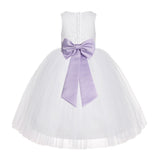 White Floral Lace Flower Girl Dress Special Occasions Wedding Christening Communion Baptism LG7(2)