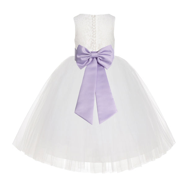 Ivory Floral Lace Flower Girl Dress Special Events Christening Pageant Gown Communion Recital LG7(2)