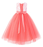 Lace Tulle Tutu Flower Girl Dress Ceremonial Gown Junior Pageant Dress Ballroom Gown 188
