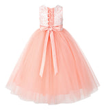 Lace Tulle Tutu Flower Girl Dress Ceremonial Gown Junior Pageant Dress Ballroom Gown 188