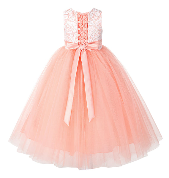 Lace Tulle Tutu Flower Girl Dress Ceremonial Gown Junior Pageant Dress Ballroom Gown 188