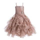 Elegant Rhinestone Organza Pleated Ruffled Beauty Pageant Special Occasion Flower Girl Dress 164S(2)