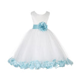 Ivory Tulle Floral Petals Flower Girl Dress Special Occasions Junior Pageant Wedding Holiday 302S(5)