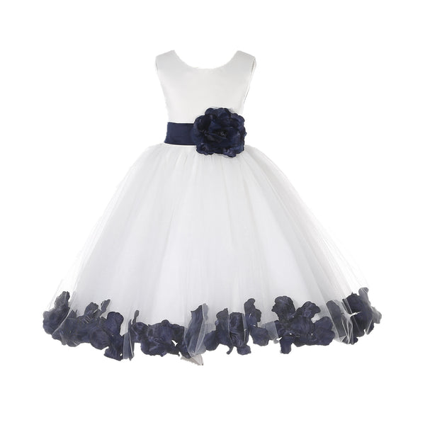 Ivory Tulle Floral Petals Flower Girl Dress Special Occasions Junior Pageant Wedding Holiday 302S(5)