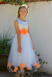 Ivory Elegant Colorful Mixed Rose Petals Bridesmaid Pageant Special Occasion Flower Girl Dress 302T(1)