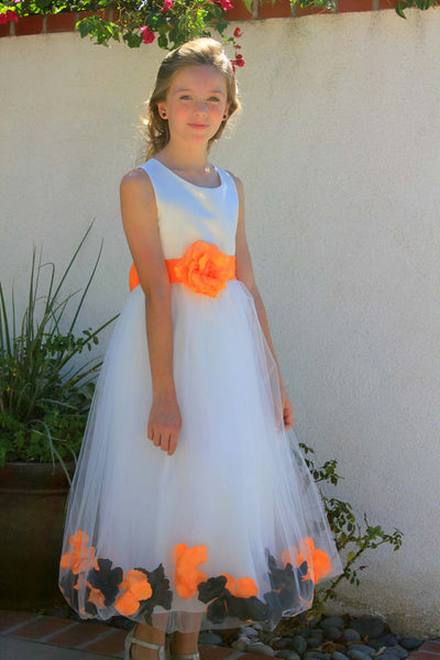 Ivory Elegant Colorful Mixed Rose Petals Bridesmaid Pageant Special Occasion Flower Girl Dress 302T(1)