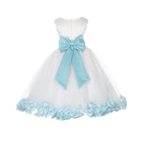 Ivory Elegant Wedding Pageant Special Events Petals Flower Girl Dress with Bow Tie Sash 302T(5)