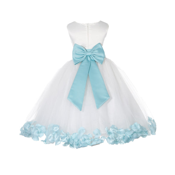 Ivory Elegant Wedding Pageant Special Events Petals Flower Girl Dress with Bow Tie Sash 302T(5)