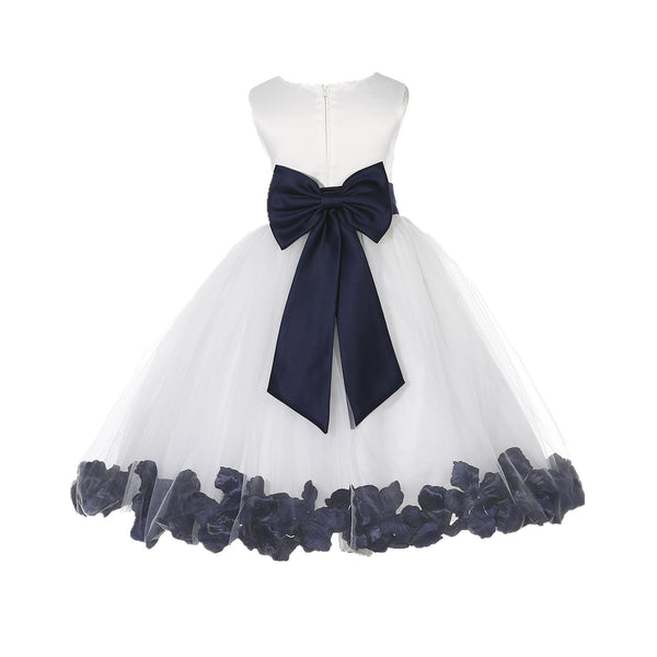 Ivory Elegant Wedding Pageant Special Events Petals Flower Girl Dress with Bow Tie Sash 302T(5)