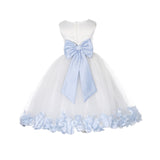 Ivory Elegant Wedding Pageant Special Events Petals Flower Girl Dress with Bow Tie Sash 302T(5)