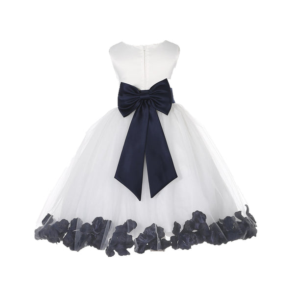 Ivory Elegant Wedding Pageant Special Events Petals Flower Girl Dress with Bow Tie Sash 302T(5)