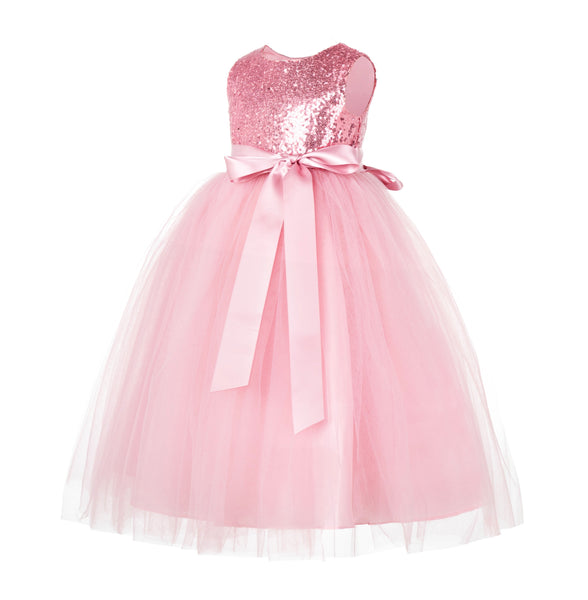 Sequins Heart Cutout Tulle Flower Girl Dress Junior Beauty Pageant Holiday Special Occasions 172seq(2)
