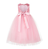 Sequins Heart Cutout Tulle Flower Girl Dress Junior Beauty Pageant Holiday Special Occasions 172seq(2)