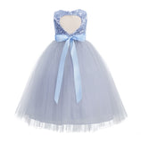 Sequins Heart Cutout Tulle Flower Girl Dress Junior Beauty Pageant Holiday Special Occasions 172seq(2)