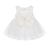 Ivory Lace Heart Cutout Junior Flower Girl Dress Mini Bride Wedding Reception Communion Baptism BB1