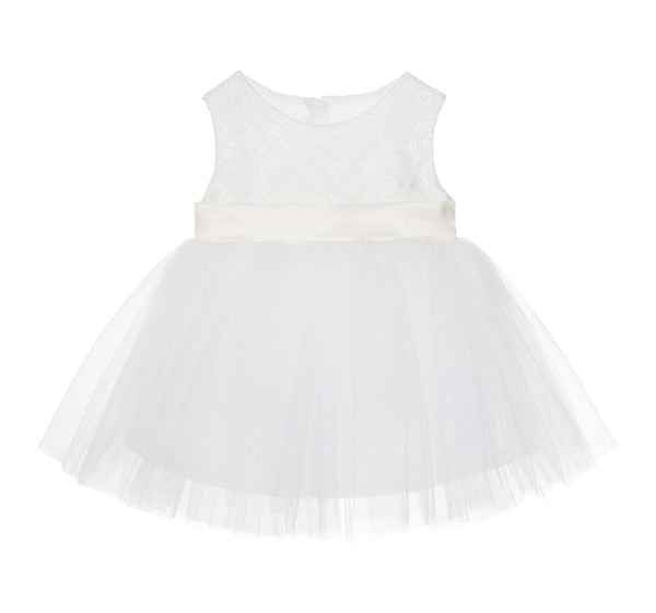 Ivory Lace Heart Cutout Junior Flower Girl Dress Mini Bride Wedding Reception Communion Baptism BB1