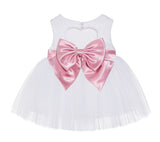 White Lace Heart Cutout Junior Flower Girl Dress Mini Bride Wedding Reception Communion Baptism BB1