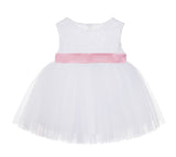 White Lace Heart Cutout Junior Flower Girl Dress Mini Bride Wedding Reception Communion Baptism BB1