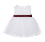 White Lace Heart Cutout Junior Flower Girl Dress Mini Bride Wedding Reception Communion Baptism BB1