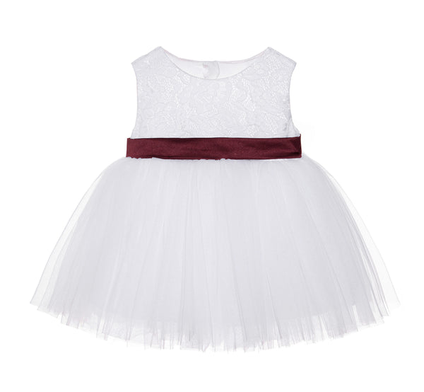 White Lace Heart Cutout Junior Flower Girl Dress Mini Bride Wedding Reception Communion Baptism BB1