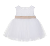 White Lace Heart Cutout Junior Flower Girl Dress Mini Bride Wedding Reception Communion Baptism BB1