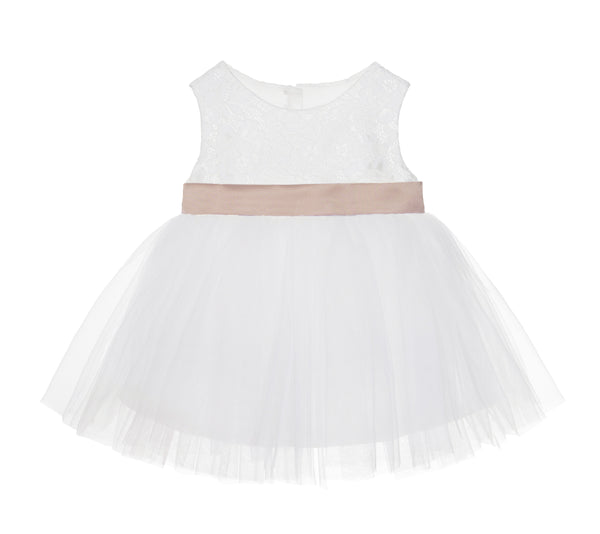 Ivory Lace Heart Cutout Junior Flower Girl Dress Mini Bride Wedding Reception Communion Baptism BB1