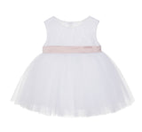 White Lace Heart Cutout Junior Flower Girl Dress Mini Bride Wedding Reception Communion Baptism BB1