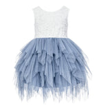 Tiered Tulle Flower Girl Dress Lace Back Junior Bridesmaid Pretty Princess Ceremonial Gown LG6