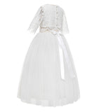 Eyelash Lace Flower Girl Dress A-Line Tulle Wedding Pageant Special Occasions Dance Recital Gown LG5