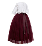 Eyelash Lace Flower Girl Dress A-Line Tulle Wedding Pageant Special Occasions Dance Recital Gown LG5