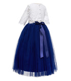 Eyelash Lace Flower Girl Dress A-Line Tulle Wedding Pageant Special Occasions Dance Recital Gown LG5