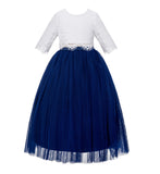 Eyelash Lace Flower Girl Dress A-Line Tulle Wedding Pageant Special Occasions Dance Recital Gown LG5