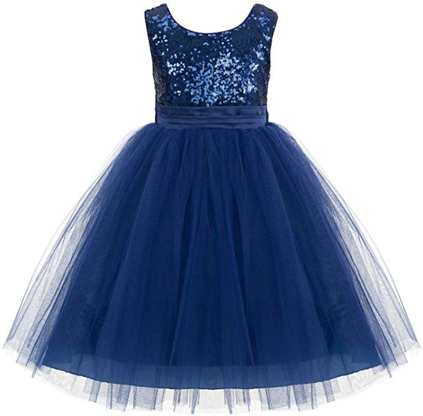 Formal Sequins Bodice Ruffle Tulle Flower Girl Dress Wedding Easter Toddler Pageant Occasions J122F