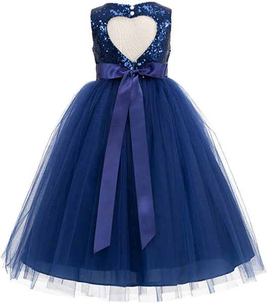 Sequins Heart Cutout Tulle Flower Girl Dress Junior Beauty Pageant Holiday Special Occasions 172seq(1)