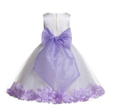 Ivory Tulle Floral Rose Petals Princess Wedding Pageant Recital Birthday Flower Girl Dress 007(2)
