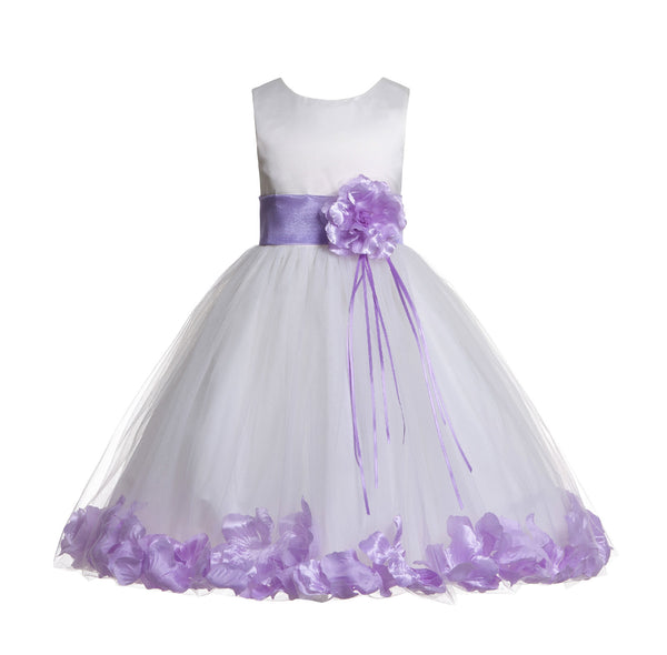 Ivory Tulle Floral Rose Petals Princess Wedding Pageant Recital Birthday Flower Girl Dress 007(2)