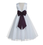 Ivory V-Back Lace Edge Flower Girl Dress Junior Pageant Special Occasion Formal Evening Gown 183T(2)