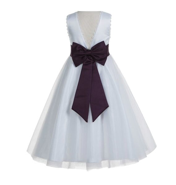 Ivory V-Back Lace Edge Flower Girl Dress Junior Pageant Special Occasion Formal Evening Gown 183T(2)