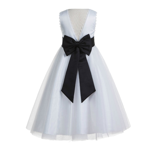 Ivory V-Back Lace Edge Flower Girl Dress Junior Pageant Special Occasion Formal Evening Gown 183T(3)