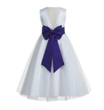 Ivory V-Back Lace Edge Flower Girl Dress Junior Pageant Special Occasion Formal Evening Gown 183T(1)