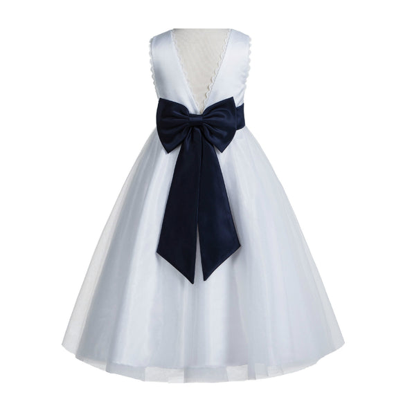 Ivory V-Back Lace Edge Flower Girl Dress Junior Pageant Special Occasion Formal Evening Gown 183T(2)