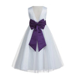 Ivory V-Back Lace Edge Flower Girl Dress Junior Pageant Special Occasion Formal Evening Gown 183T(3)