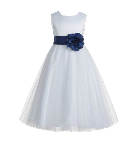 Ivory V-Back Lace Edge Flower Girl Dress Junior Pageant Special Occasion Formal Evening Gown 183T(2)