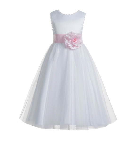 Ivory V-Back Lace Edge Flower Girl Dress Junior Pageant Special Occasion Formal Evening Gown 183T(3)