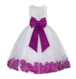 White Floral Lace Heart Cutout Rose Petals Flower Girl Dress Junior Bridesmaid Special Event 185T(5)