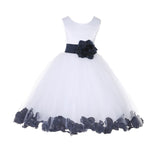 White Tulle Floral Petals Flower Girl Dress Special Occasions Junior Pageant Wedding Holiday 302S(4)