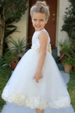 Ivory Floral Lace Heart Cutout Rose Petals Flower Girl Dress Junior Bridesmaid Special Event 185T(1)