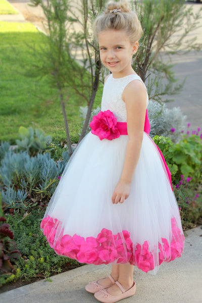 Ivory Floral Lace Heart Cutout Rose Petals Flower Girl Dress Junior Bridesmaid Special Event 185T(3)